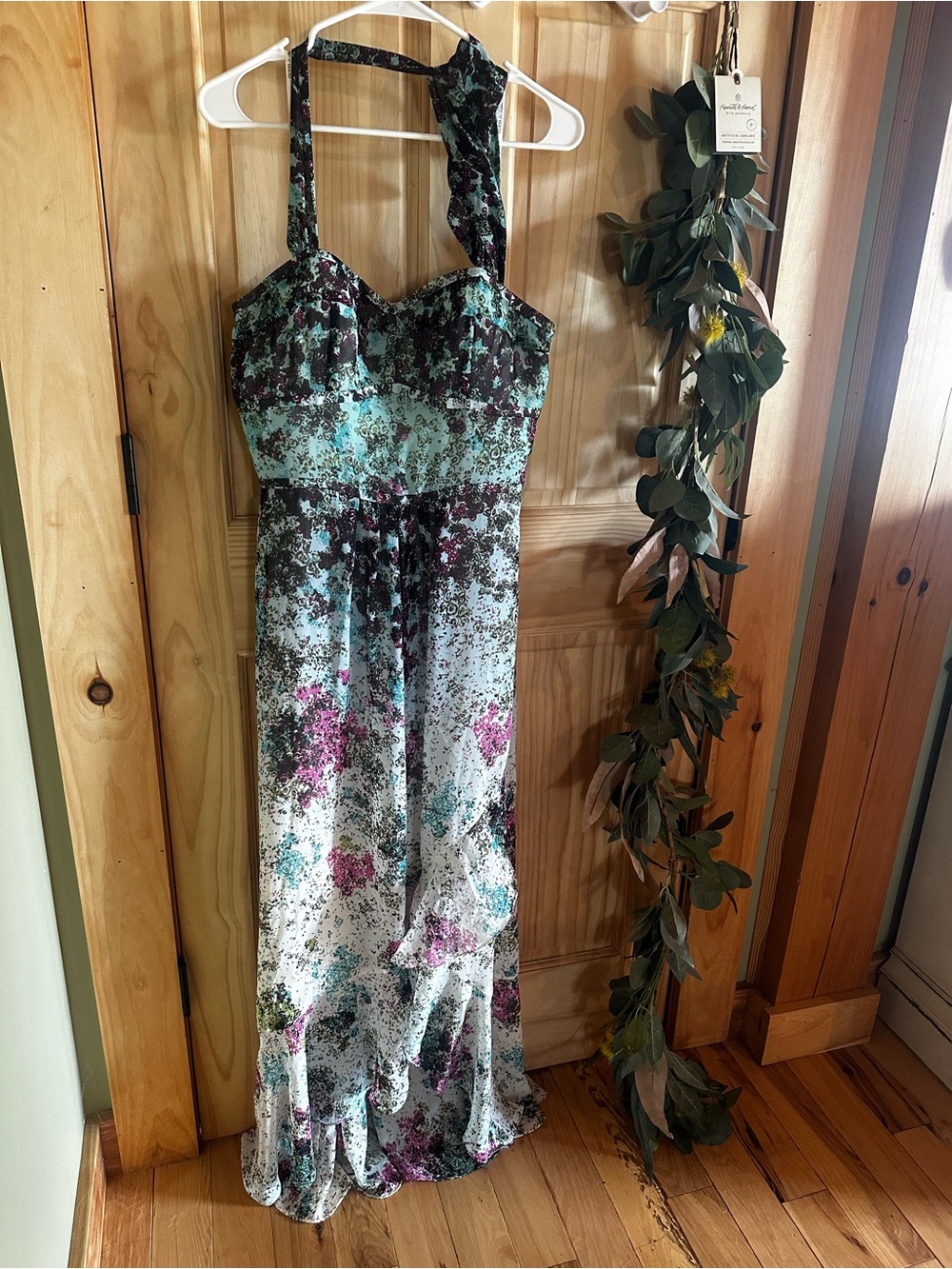Guess Floral Maxi Dress in Teal, Purple, Black, White nwot formal ombré - Picture 3 of 10
